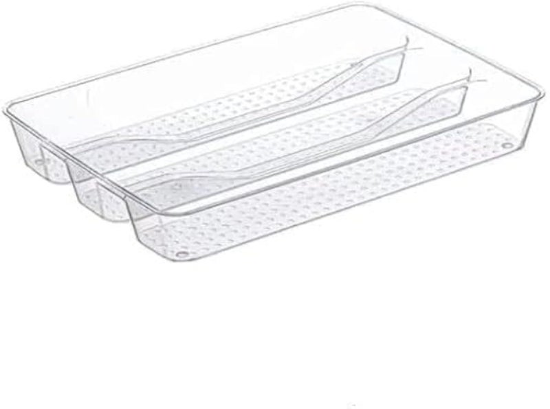 Clear Plastic Drawer Non-Slip Utensil Organizer Cutlery Tray for Kitchen Drawers Cosmetic Tray for Dressing Table Makeup Storage Organizer in Bedroom Living Room (1pc)